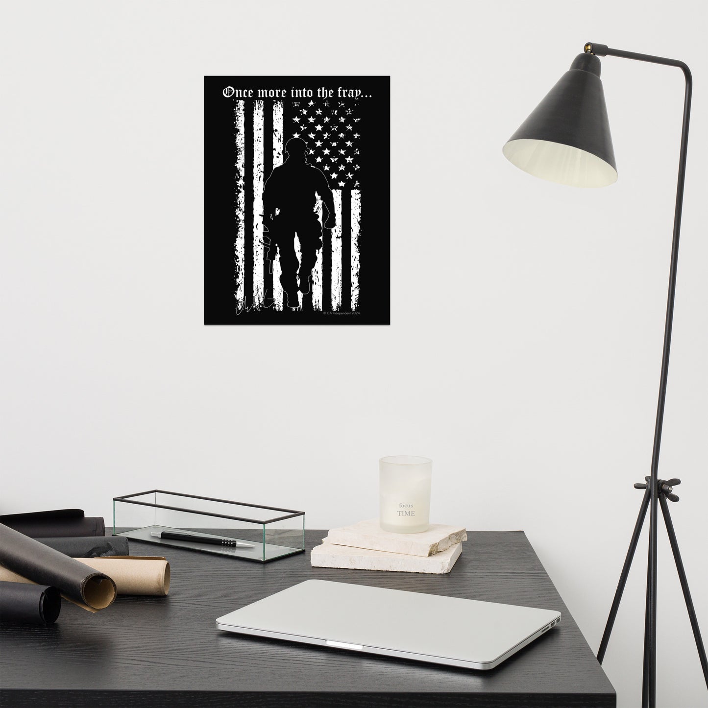 Into the Fray Artwork White on Black Photo paper poster