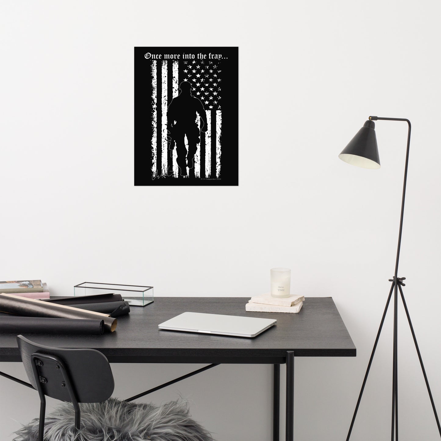 Into the Fray Artwork White on Black Photo paper poster